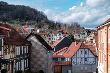 Houses of a village in Bleicherode, Thuringen, Germany. - 768184235