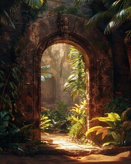 An ancient keyhole bathed in warm sunlight, hinting at a hidden doorway to possibility , super realistic