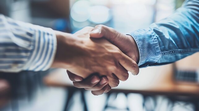 A firm handshake between two business people.