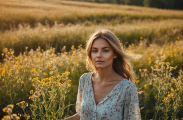 girl in a field of flowers