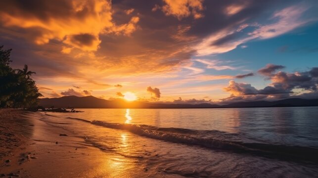 beautiful sunset sea on the Philippine island