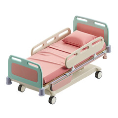 3D Icon Hospital Bed, Clay Render, Pastel Color