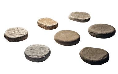 Zen Garden Pathway Stone Stepping Stones Set Isolated On Transparent Background PNG.
