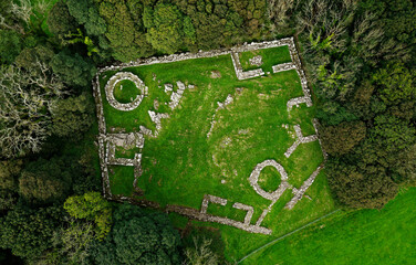 Din Lligwy Iron Age Roman enclosure settlement. Round house and metal workshop foundations. Near...