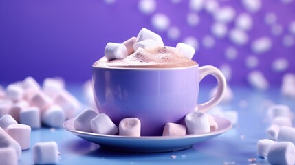 Playful and Vibrant Blue Mug with Pastel Sweets - Eye-Catching Image for Bakery Ads or Holiday