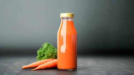 A bottle of carrot juice - obrazy, fototapety, plakaty