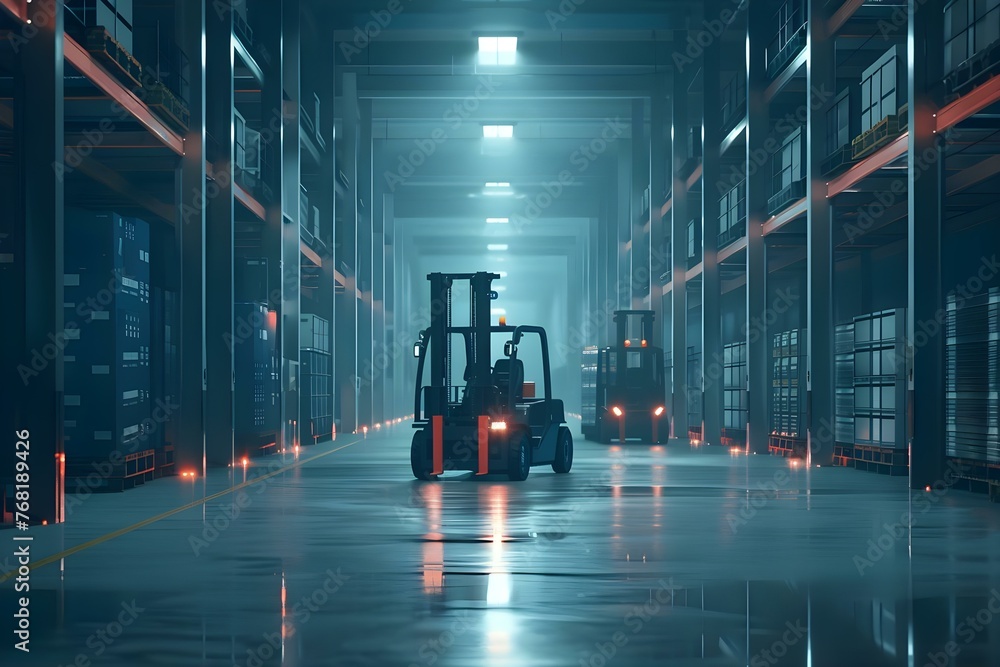 Aufkleber ai and robotics enhancing efficiency in industrial warehouse forklift operations for storage and log