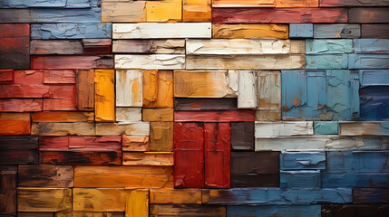 A canvas of bricks, filled with various shades and textures, like an abstract picture arising in