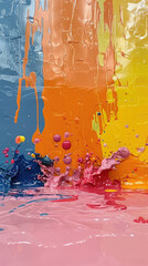 Multi-colored paint drips and splashes abstract background
