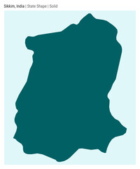 Sikkim, India. Simple vector map. State shape. Solid style. Border of Sikkim. Vector illustration.