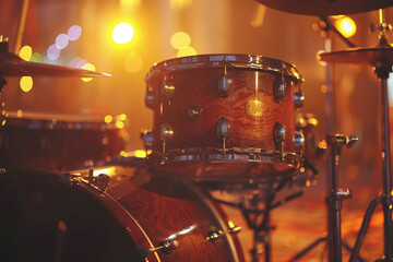 Drum set, drums on stage