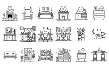 Wohnungseinrichtungsgegenst&auml;nde - Vektorgrafik Bundle