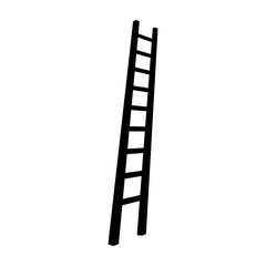 Extension ladder icon. Black silhouette. Vertical front side view. Vector simple flat graphic illustration. Isolated object on a white background. Isolate.