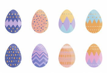 Set of easter eggs flat design colorful illustration on white background