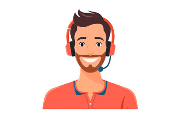 Fototapeta premium Icon of a man from a call center. Flat illustration on transparent background