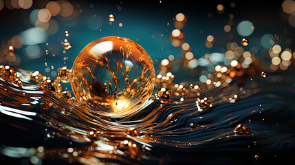 A sparkling pearl, like a spark, flaring up in the heart of the sea - obrazy, fototapety, plakaty