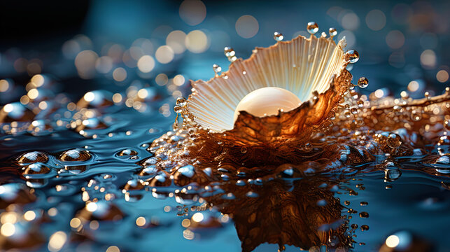 A sparkling pearl, like a spark, flaring up in the heart of the sea dep