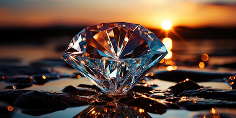 A wonderful diamond sparkling like a dawn rising above the horizon and bringing ho - obrazy, fototapety, plakaty