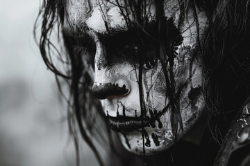 black metal musician metalhead with corpse paint makeup