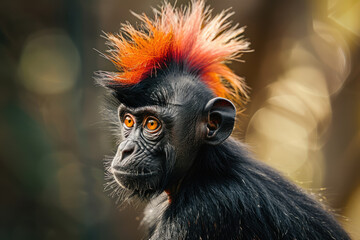 Fototapeta premium Informal punk rocker with a bright colored mohawk