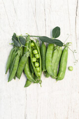 Pods of ripe green peas