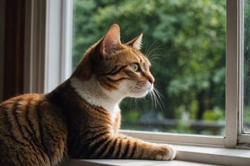 Cat looking out the window