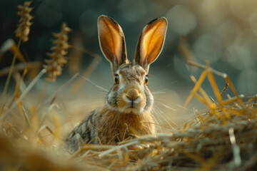 Portrait of a funny fluffy hare