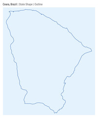 Ceara, Brazil. Simple vector map. State shape. Outline style. Border of Ceara. Vector illustration.
