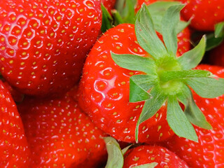 tas de fraises, en gros plan	
