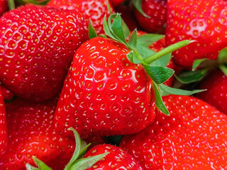 tas de fraises, en gros plan	