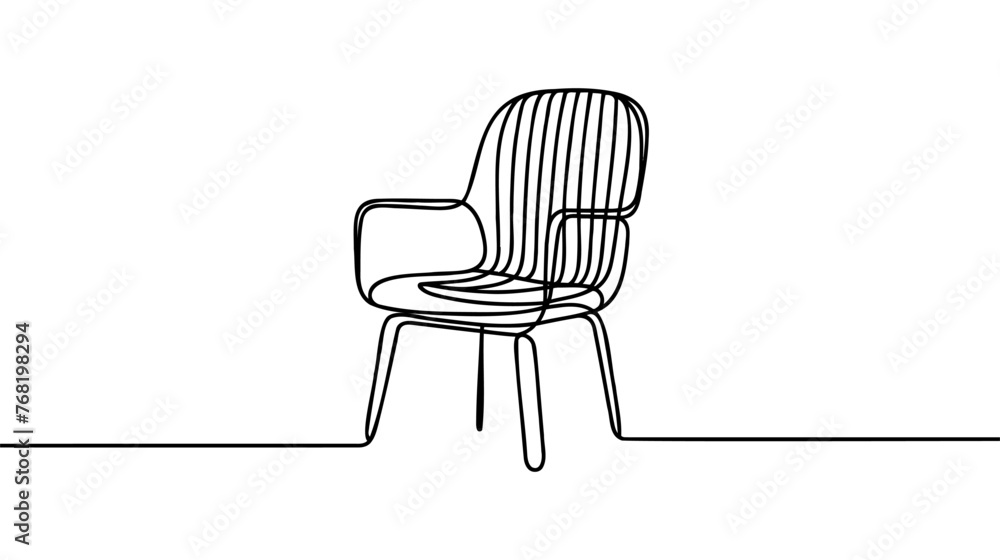 Aufkleber chair in continuous one line drawing. interior with furniture in simple linear style. editable strok