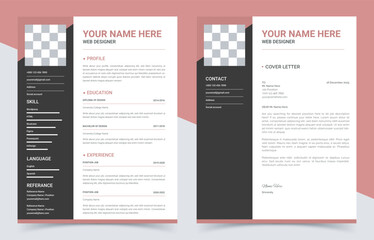 Modern professional CV resume template design with nice typography design, vector minimalist. - obrazy, fototapety, plakaty