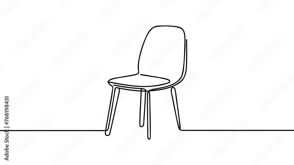 Aufkleber chair in continuous one line drawing. interior with furniture in simple linear style. editable strok