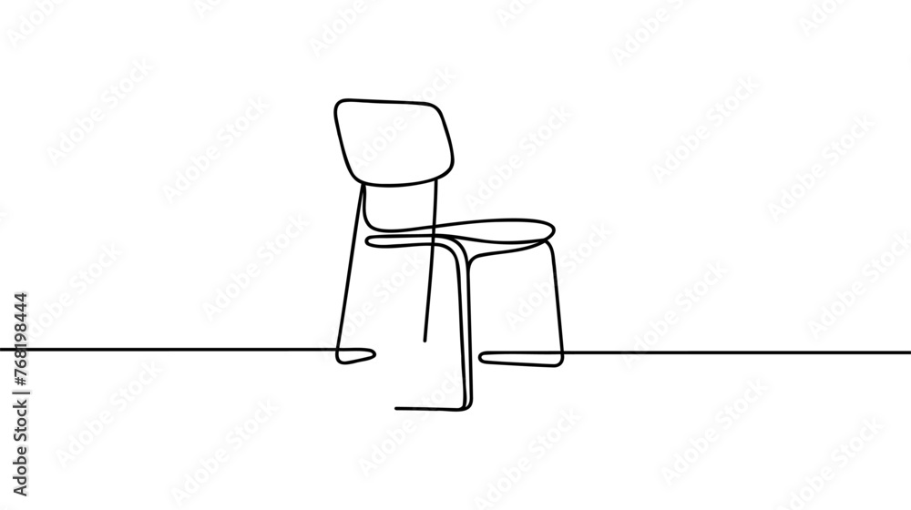 Aufkleber chair in continuous one line drawing. interior with furniture in simple linear style. editable strok