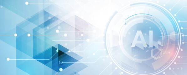 Abstract Artificial intelligence. Cloud computing. Machine learning. Technology web background. Virtual concept futuristic background