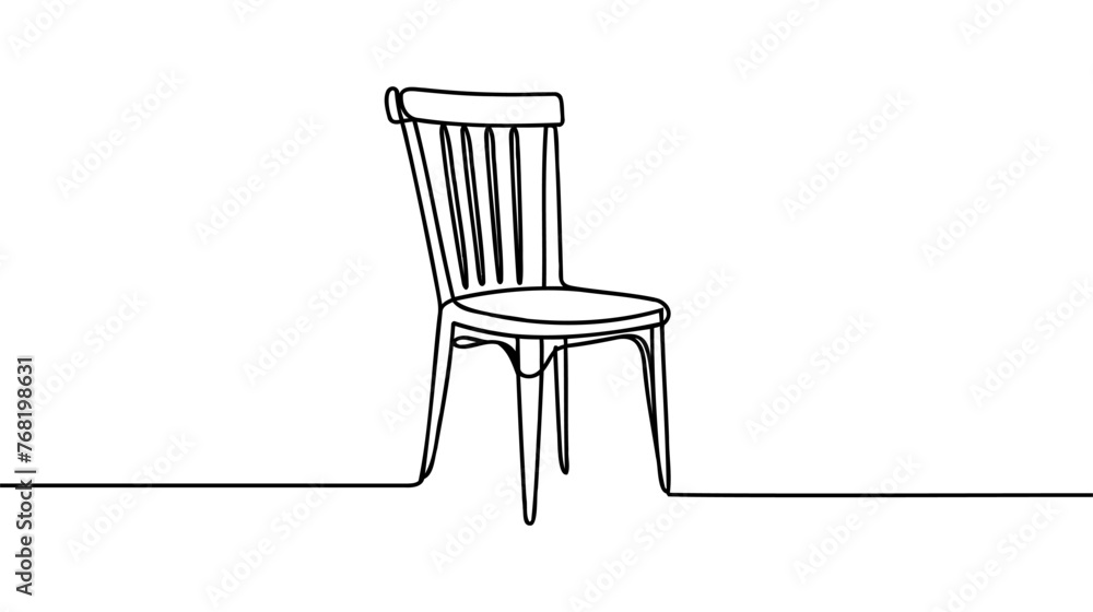 Aufkleber chair in continuous one line drawing. interior with furniture in simple linear style. editable strok