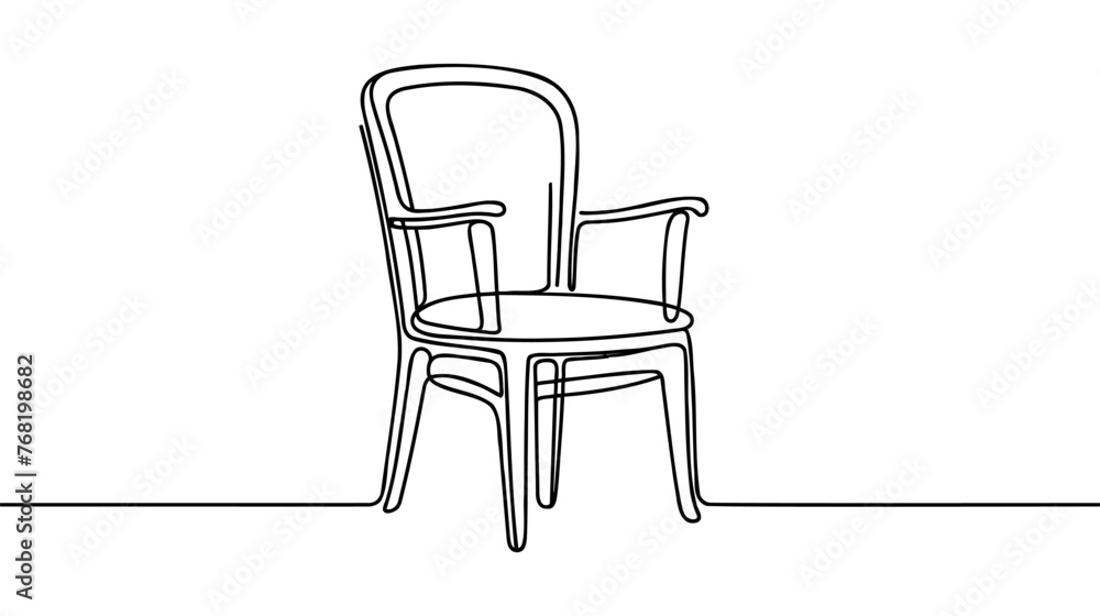 Aufkleber chair in continuous one line drawing. interior with furniture in simple linear style. editable strok