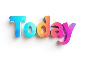 today rainbow colored text sign on the pure white background