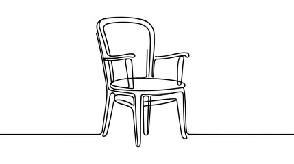 Chair in Continuous one line drawing. Interior with furniture in simple linear style. Editable stroke. Doodle Vector illustration.