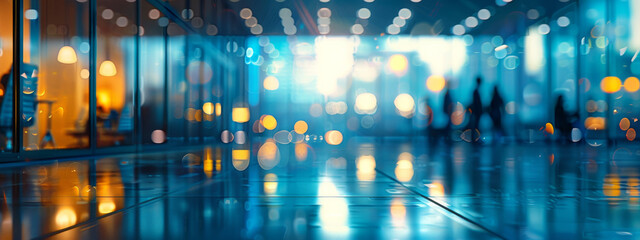 Obraz premium Realistic Office Environment with Bokeh and People Working 