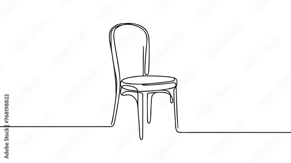 Aufkleber chair in continuous one line drawing. interior with furniture in simple linear style. editable strok