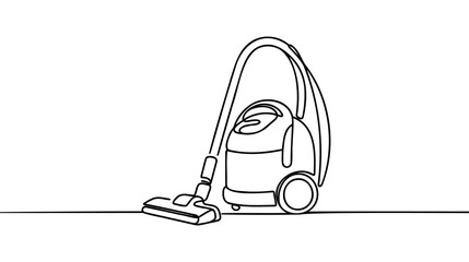 Continuous one single line drawing Vacuum cleaner icon vector illustration concept.