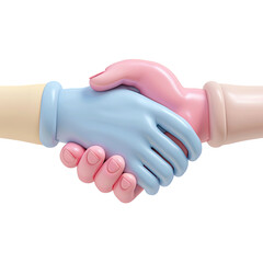 3D Icon Handshake, Clay Render, Pastel Color