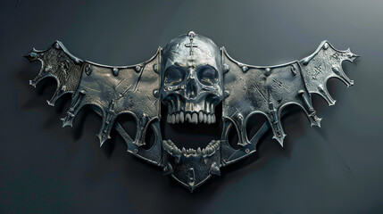 Gothic Skull and Bat Wings Wall Decor