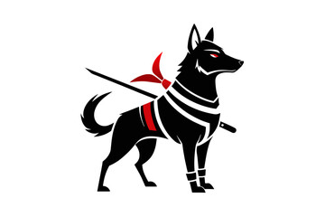 samurai dog logo isolated white background