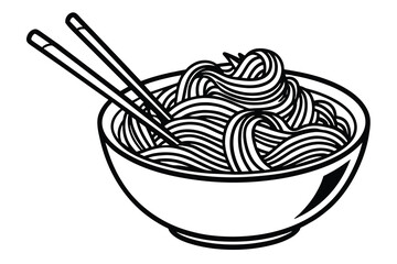 Noodle with chopstick line art vector illustration