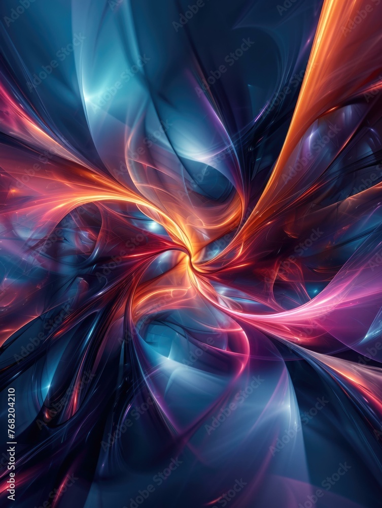 Poster a very colorful abstract design with swirls and lines. generative ai.