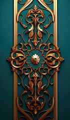 A decorative metal panel with ornate designs on it. Generative AI.