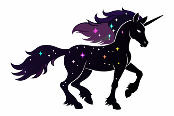 galactic unicorn black silhouette icon 