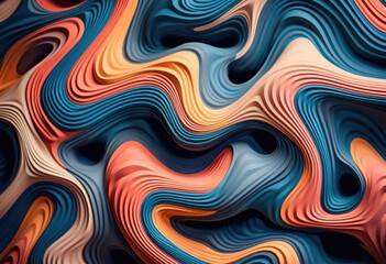 Obraz premium A colorful abstract pattern of waves on a background. Generative AI.